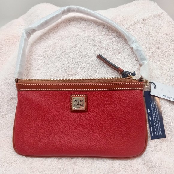 Dooney & Bourke Handbags - Dooney and Bourke  Wristlet Red pebble grain Leather Top Zip slip pocket